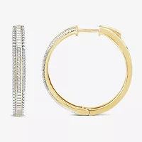 Limited Quantities! Womens 1/2 CT. T.W. Natural White Diamond 14K White Gold 29.2mm Hoop Earrings