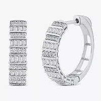 Limited Quantities! Womens 1 CT. T.W. Natural White Diamond 14K White Gold 20mm Hoop Earrings