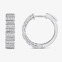 Limited Quantities! Womens 1 CT. T.W. Natural White Diamond 14K White Gold 20mm Hoop Earrings