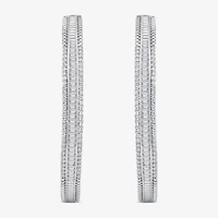 Limited Quantities! Womens 7/8 CT. T.W. Natural White Diamond 14K White Gold 38.8mm Hoop Earrings