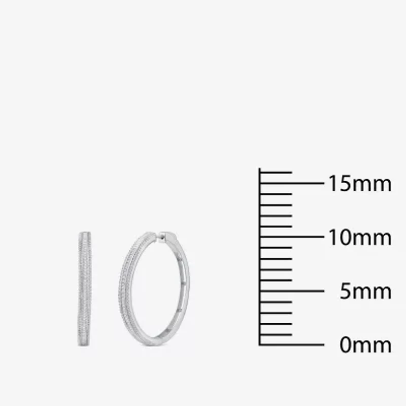 Limited Quantities! Womens 7/8 CT. T.W. Natural White Diamond 14K White Gold 38.8mm Hoop Earrings