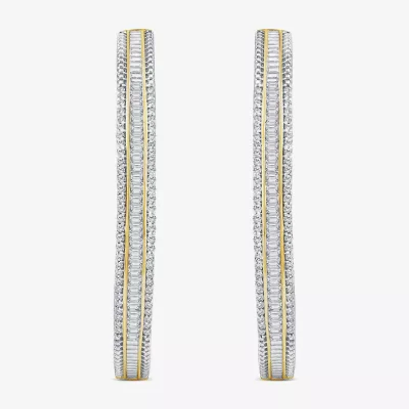 Limited Quantities! Womens 7/8 CT. T.W. Natural White Diamond 14K Gold 38.8mm Hoop Earrings
