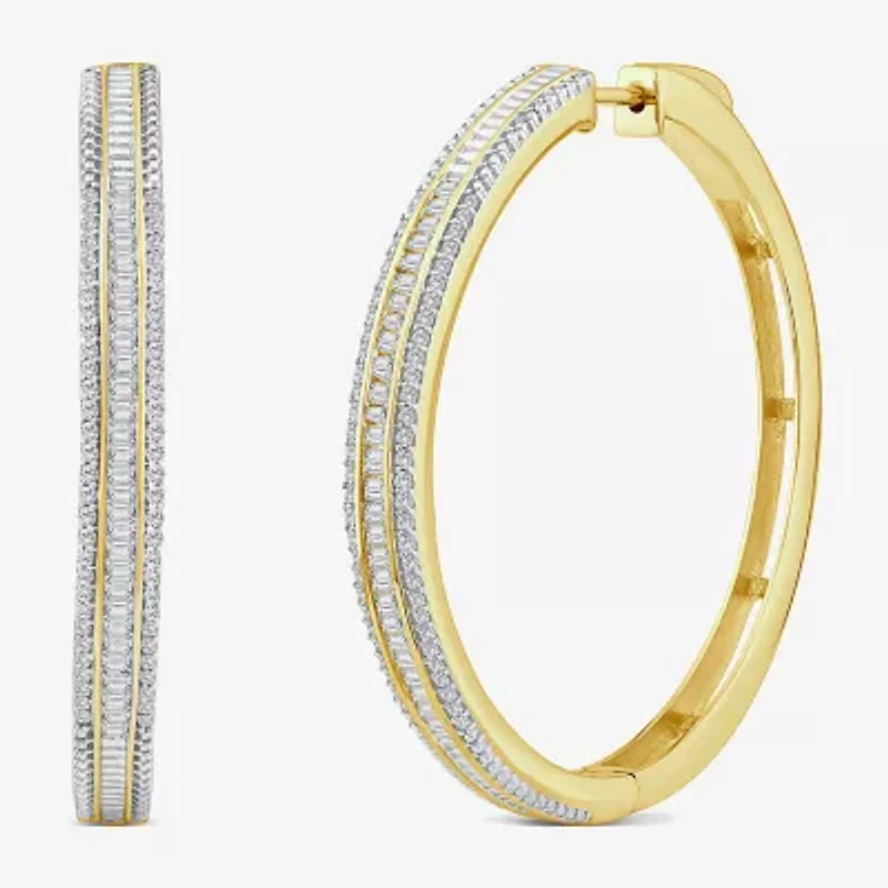 Limited Quantities! Womens 7/8 CT. T.W. Natural White Diamond 14K Gold 38.8mm Hoop Earrings