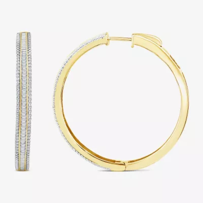 Limited Quantities! Womens 7/8 CT. T.W. Natural White Diamond 14K Gold 38.8mm Hoop Earrings