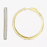 Limited Quantities! Womens 7/8 CT. T.W. Natural White Diamond 14K Gold 38.8mm Hoop Earrings