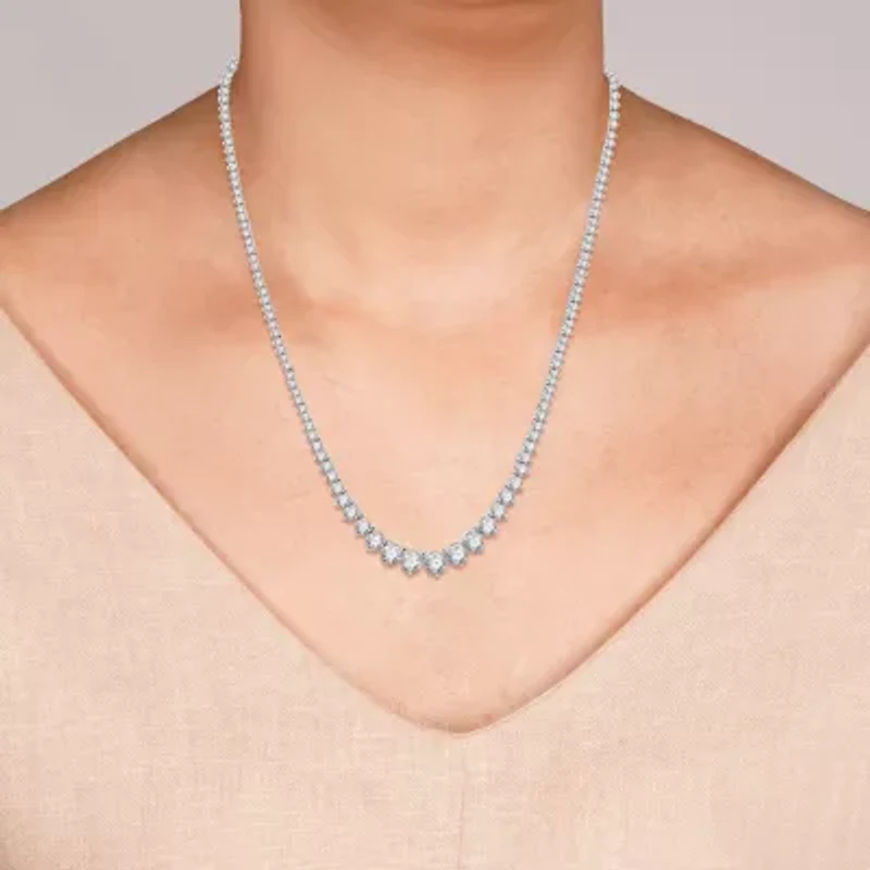 (H-I / I1) Womens 6 CT. T.W. Lab Grown White Diamond 10K or 14K Yellow Gold Tennis Necklaces