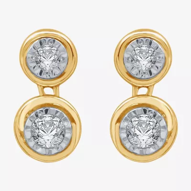 Ever Star (G / SI1-SI2) Lab-Grown Diamond 14K Gold Over SIlver Circle Round Drop Earrings