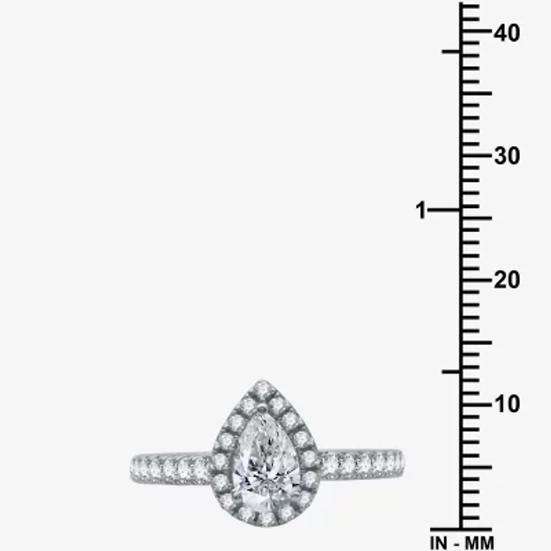 H-I / I1) Womens CT. T.W. Lab Grown White Diamond 10K Gold Pear Side Stone Halo Bridal Set