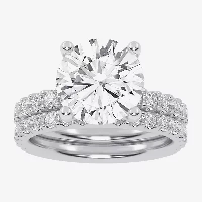 Signature By Modern Bride (G / Vs2-Si1) Womens 4 CT. T.W. Lab Grown White Diamond 14K Gold Round Side Stone Bridal Set