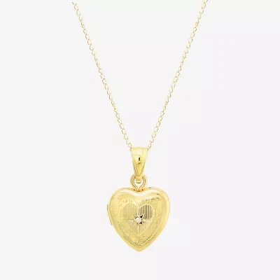 Made in Italy Girls White Cubic Zirconia 14K Gold 13 Inch Locket Necklace