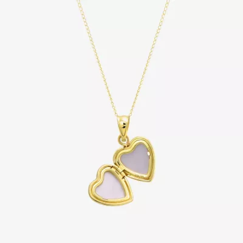 Made in Italy Girls White Cubic Zirconia 14K Gold 13 Inch Locket Necklace