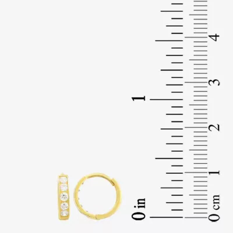 Girls Cubic Zirconia 14K Gold 9mm Round Hoop Earrings