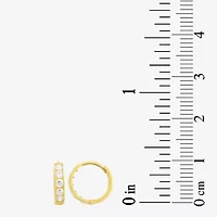 Girls Cubic Zirconia 14K Gold 9mm Round Hoop Earrings