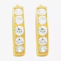 Girls Cubic Zirconia 14K Gold 9mm Round Hoop Earrings