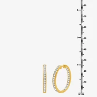 Womens 1 1/2 CT. T.W. Lab Grown White Diamond 14K Gold Over Silver 25.3mm Hoop Earrings