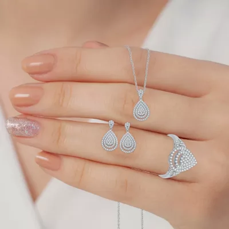 Womens 2 CT. T.W. Lab Grown White Diamond Sterling Silver Pear 3-pc. Jewelry Set