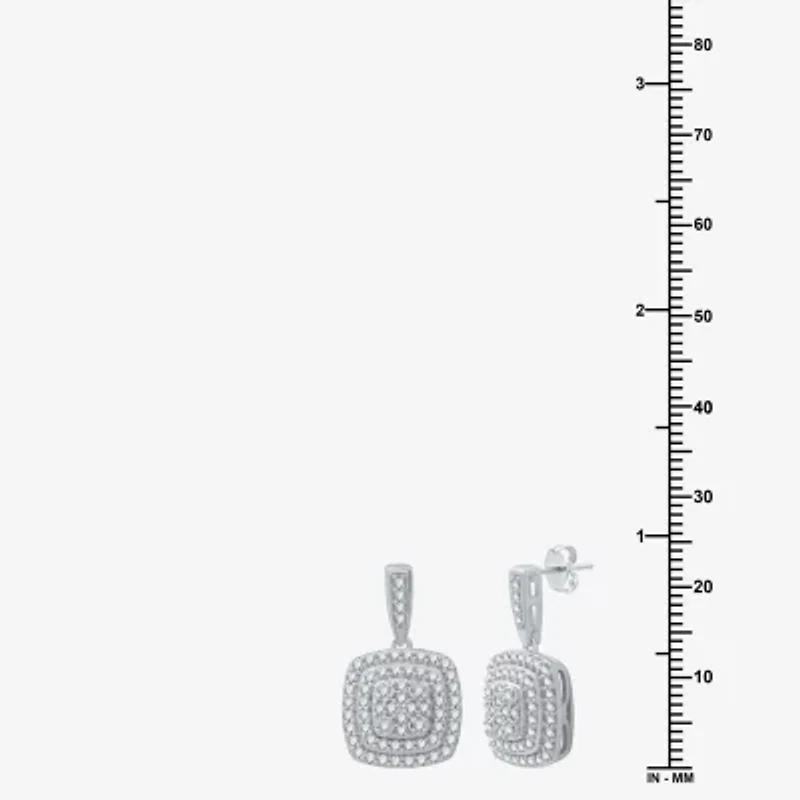 Womens 2 CT. T.W. Lab Grown White Diamond Sterling Silver Cushion 3-pc. Jewelry Set