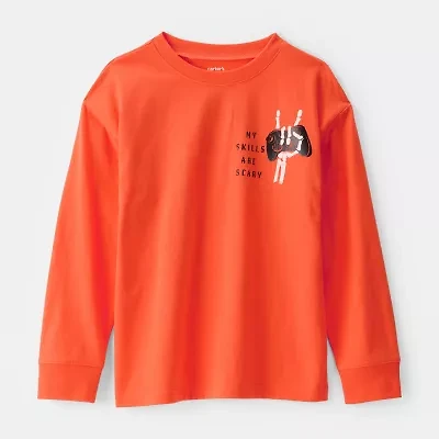 Carter's Halloween Little & Big Kid Boys Round Neck Long Sleeve Regular Fit Graphic T-Shirt