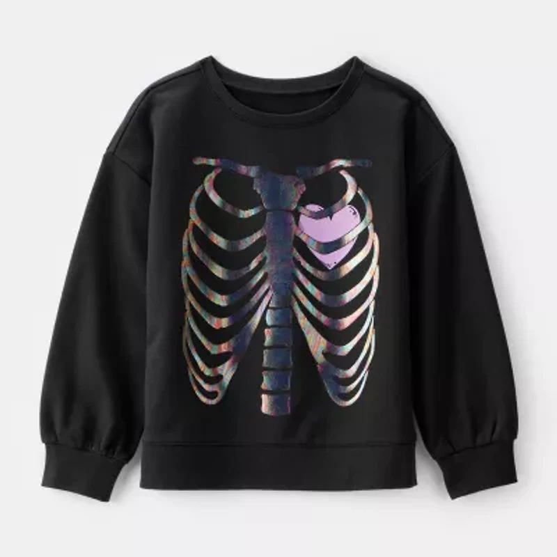 Carter's Halloween Little & Big Kid Girls Round Neck Long Sleeve Regular Fit Graphic T-Shirt