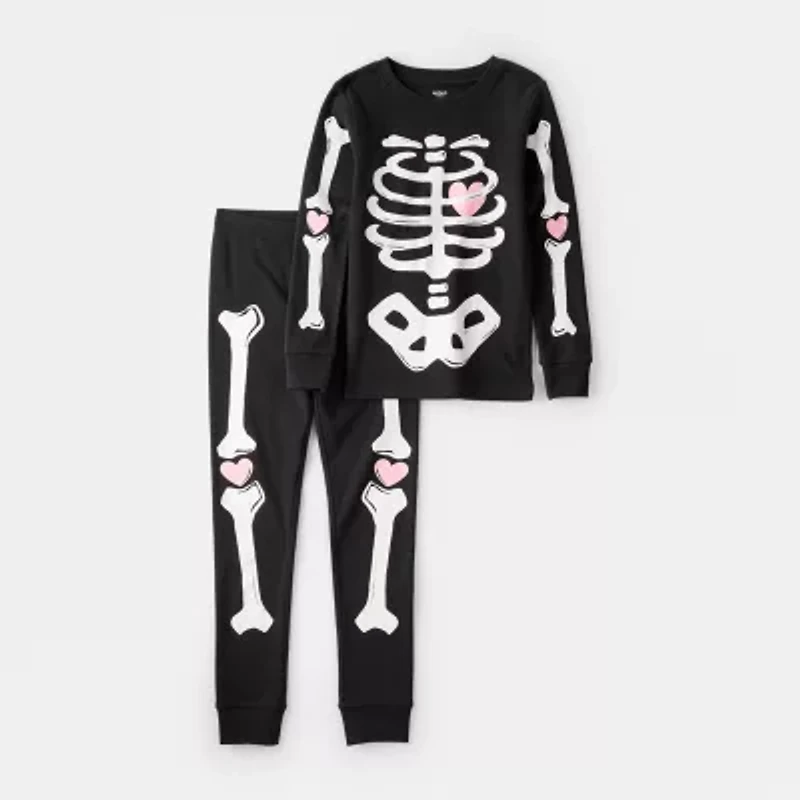 Carter's Halloween Little & Big Kid Girls Rib Round Neck Long Sleeve 2-pc. Pajama Sets