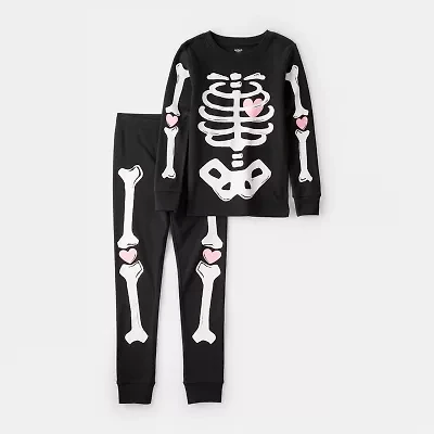 Carter's Halloween Little & Big Kid Girls Rib Round Neck Long Sleeve 2-pc. Pajama Sets