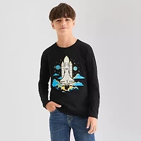 Thereabouts Little & Big Kid Boys Crew Neck Long Sleeve Regular Fit Graphic T-Shirt