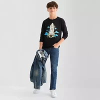 Thereabouts Little & Big Kid Boys Crew Neck Long Sleeve Regular Fit Graphic T-Shirt
