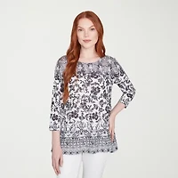 Larky Lark Womens Round Neck 3/4 Sleeve T-Shirt