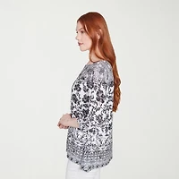 Larky Lark Womens Round Neck 3/4 Sleeve T-Shirt