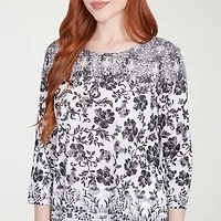 Larky Lark Womens Round Neck 3/4 Sleeve T-Shirt