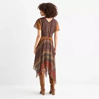 Rabbit Design Womens Short Sleeve Bordered Midi Fit + Flare Dress