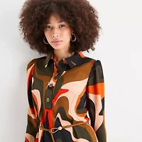 Willow Glenn Womens Belted 3/4 Sleeve Shirt Dress