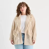 Frye and Co. Plus Womens Open Front Cardigan