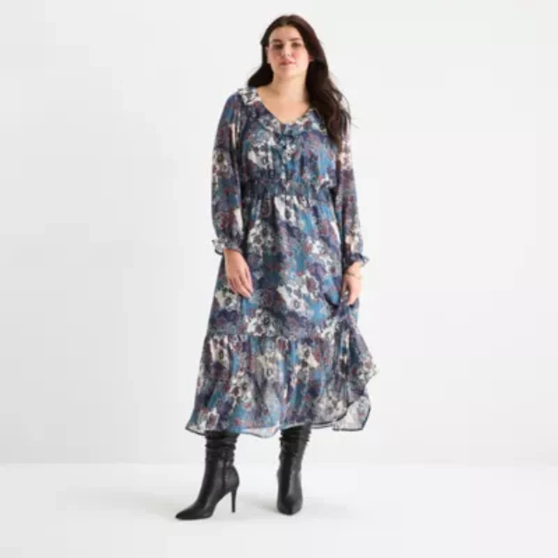 Frye and Co. Womens Floral Plus Maxi Dress
