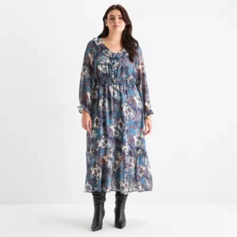 Frye and Co. Womens Floral Plus Maxi Dress