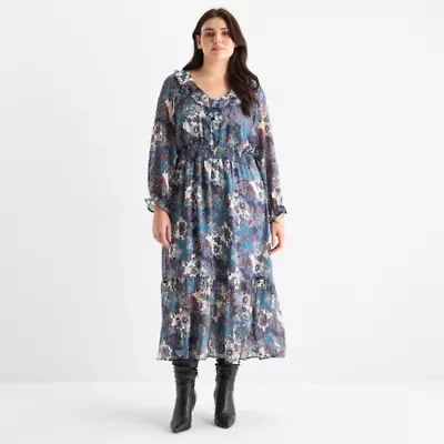 Frye and Co. Womens Floral Plus Maxi Dress