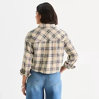 a.n.a Plaid Womens Long Sleeve Regular Fit Button-Down Shirt