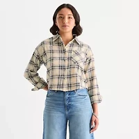 a.n.a Plaid Womens Long Sleeve Regular Fit Button-Down Shirt
