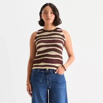 a.n.a Womens Crew Neck Striped Sweater Vest