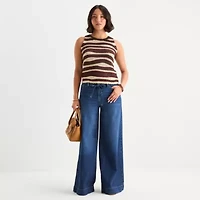 a.n.a Womens Crew Neck Striped Sweater Vest