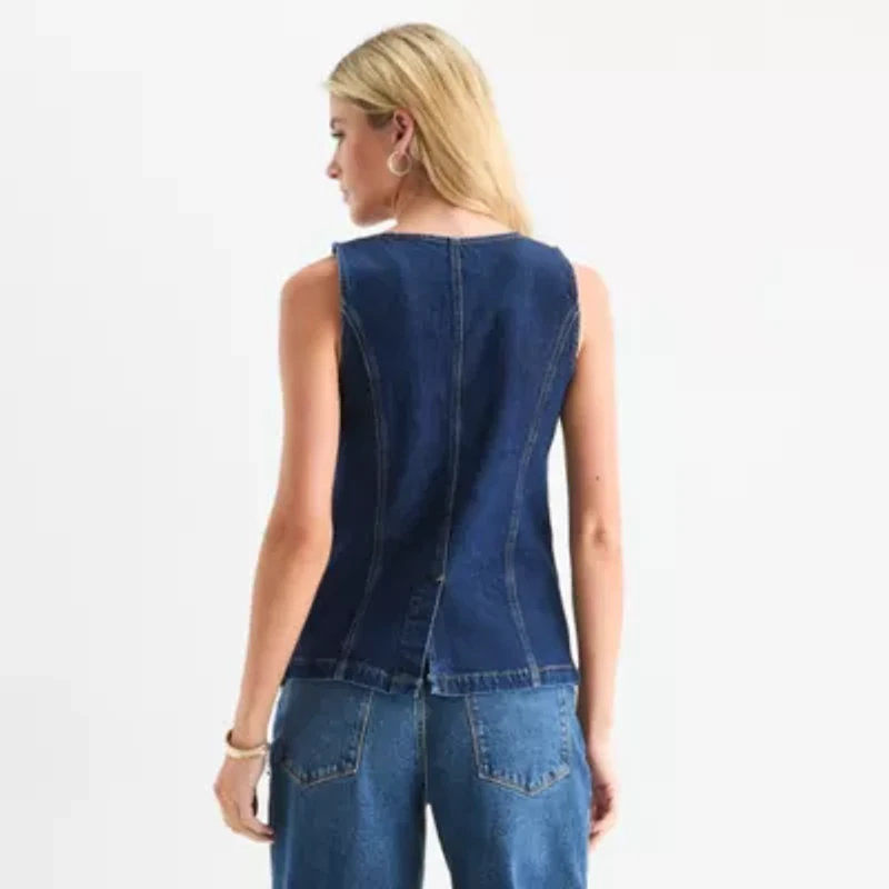 a.n.a Denim Womens Round Neck Vest