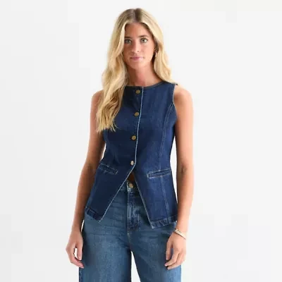 a.n.a Denim Womens Round Neck Vest