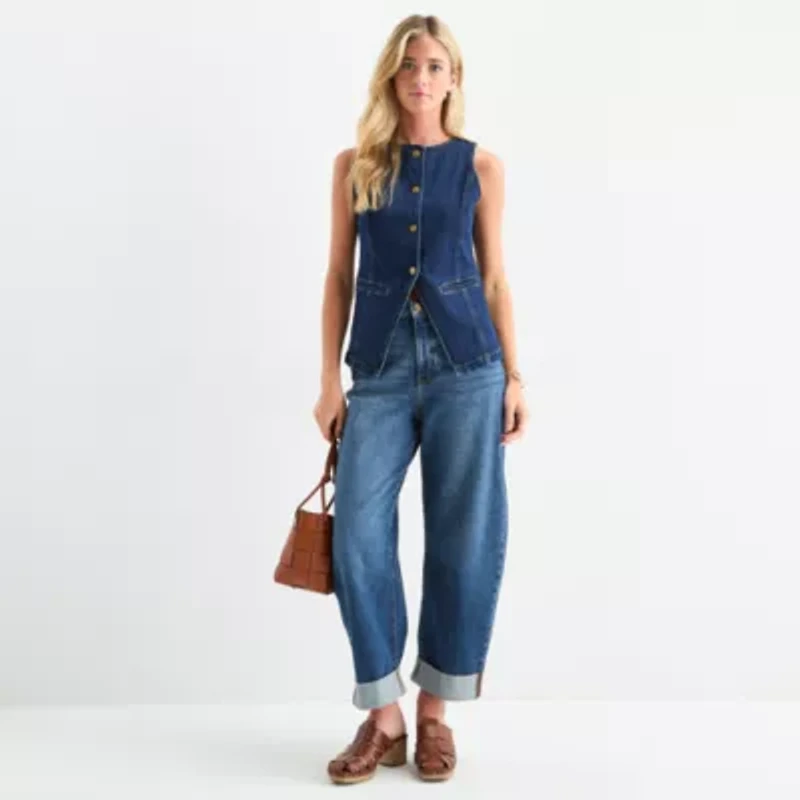 a.n.a Denim Womens Round Neck Vest