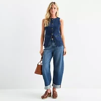 a.n.a Denim Womens Round Neck Vest