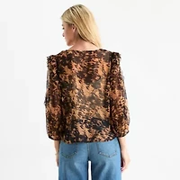 a.n.a Womens V Neck Long Sleeve Blouse