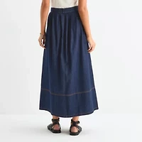 a.n.a Womens Mid Rise Long Denim Skirt