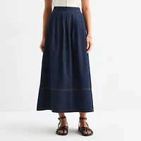a.n.a Womens Mid Rise Long Denim Skirt