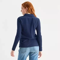 St. John's Bay Womens Long Sleeve Polo Shirt