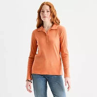 St. John's Bay Womens Long Sleeve Polo Shirt