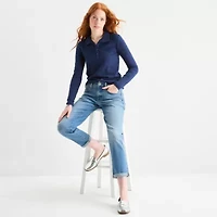 St. John's Bay Womens Long Sleeve Polo Shirt